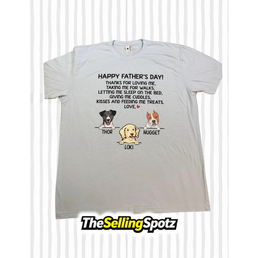 Father’s Day Dog Graphic T-Shirt XXL Light Blue Custom Pet Shirt